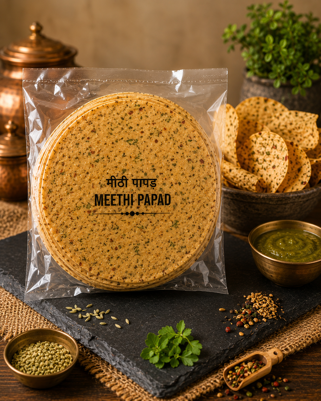 Banarasi Channa Methi Papad (Fenugreek Papad)