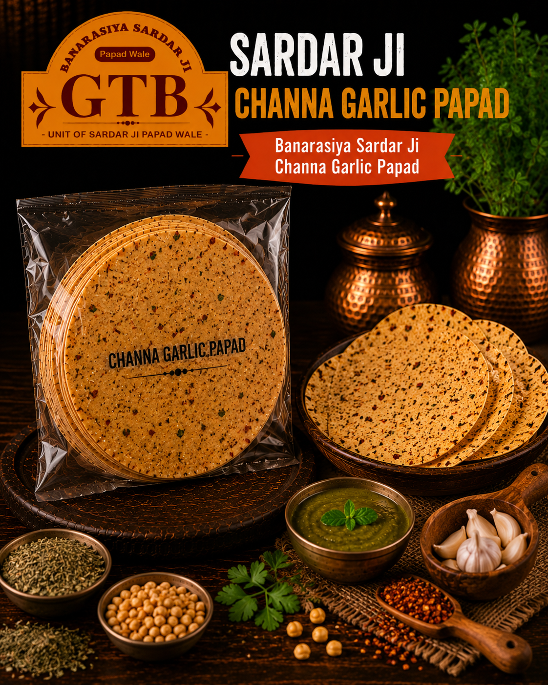 Banarasi Chana Garlic Papad