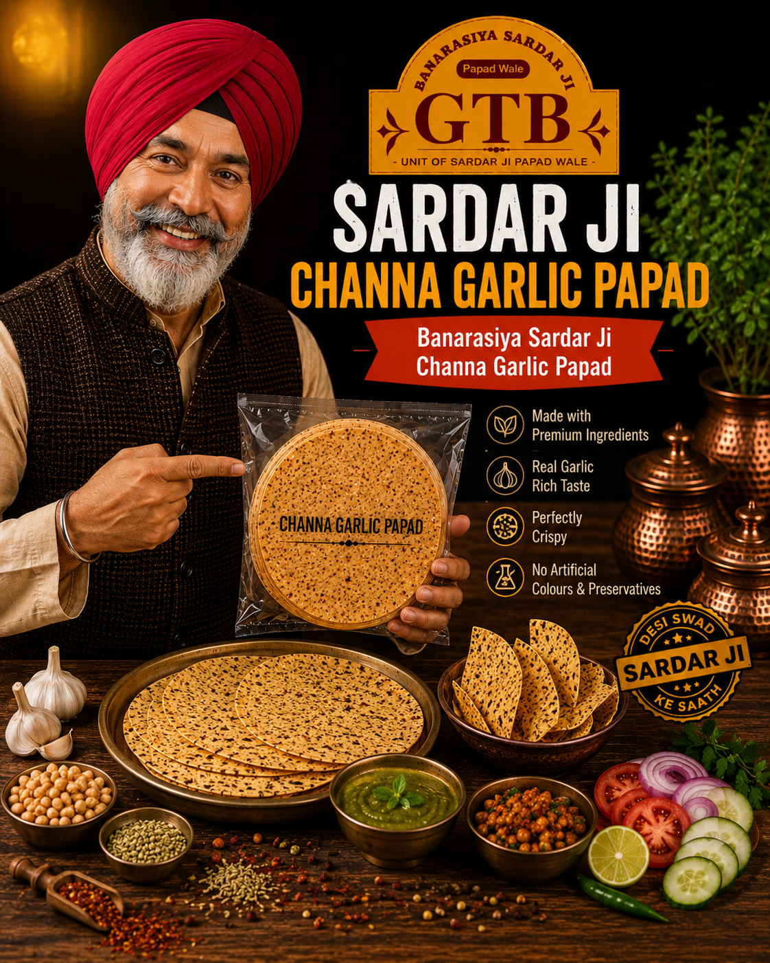 Banarasi Chana Garlic Papad