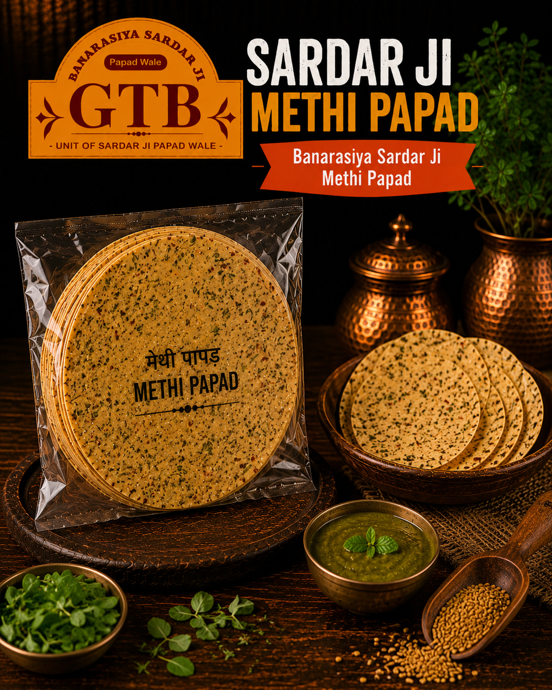 Banarasi Channa Methi Papad (Fenugreek Papad)